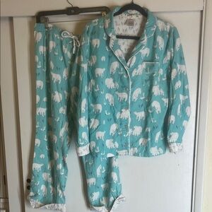 munki munki Pajama Set - Teal Polar Bear Print size medium